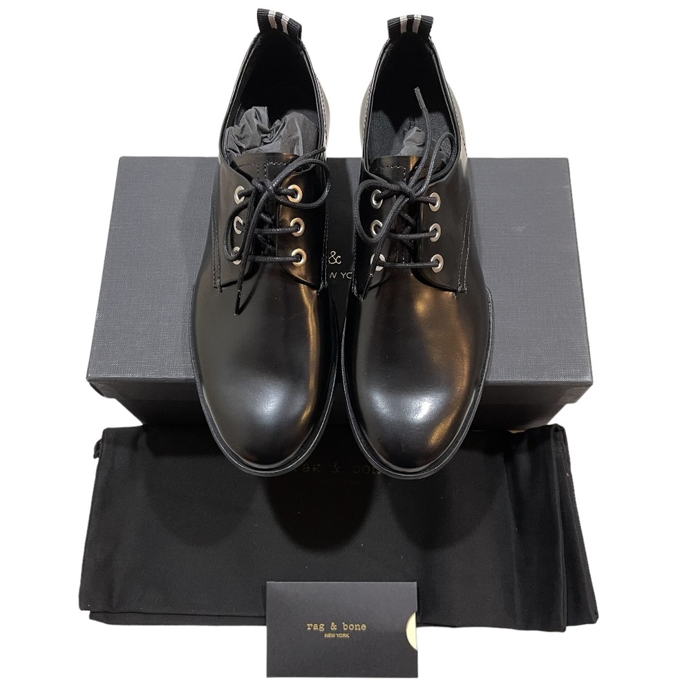 New Rag & Bone Women's Audrey Black Leather Oxford Brogues Lace Up Shoes US 6